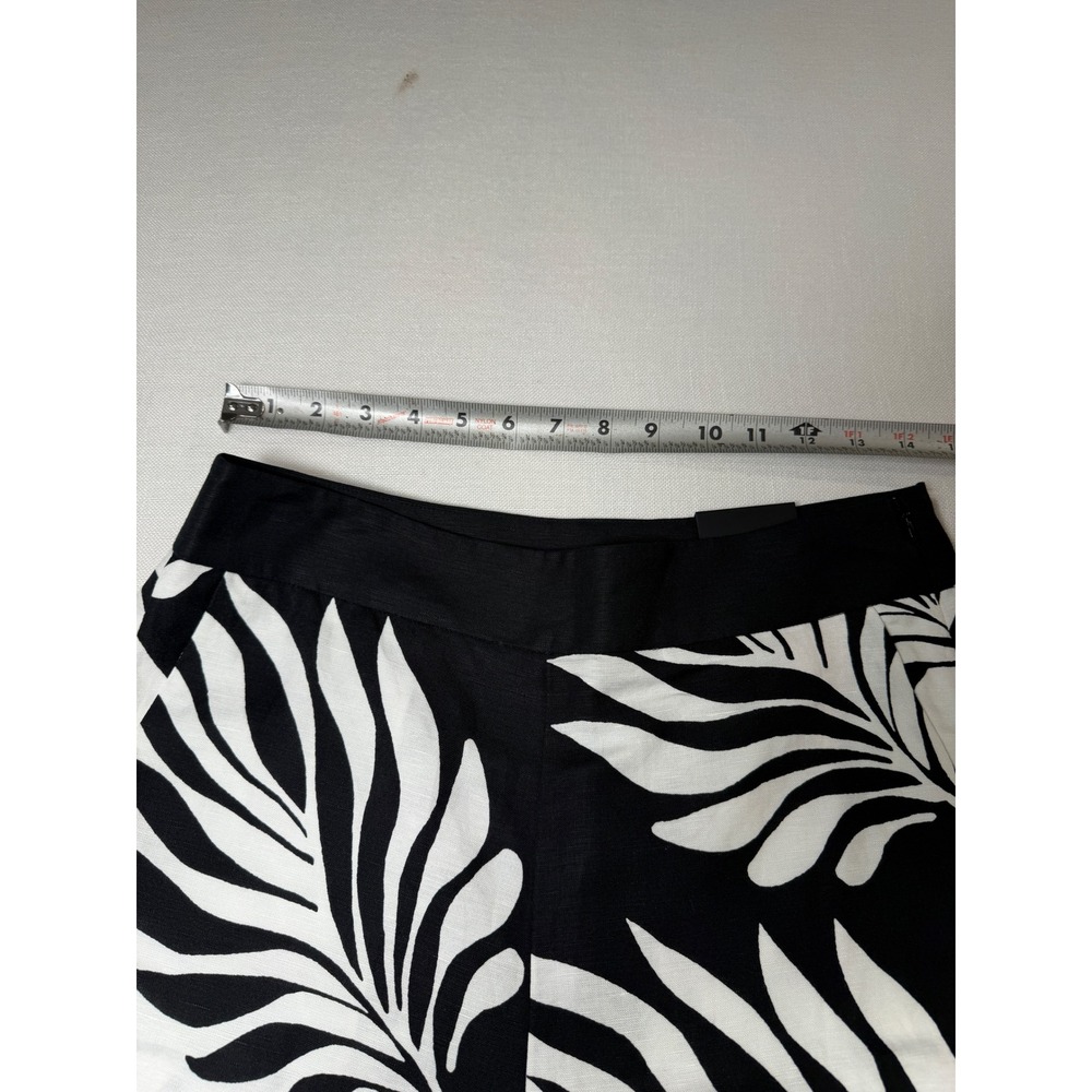 White House Black Market 570388572 Tonal Leaf Print Linen Wide Leg Pants 4R - Picture 8 of 10